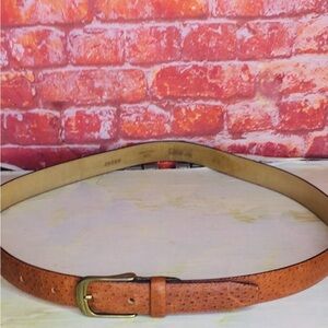 Vintage Leather Embossed Croc  Brown Women's Belt with Brass Buckle
